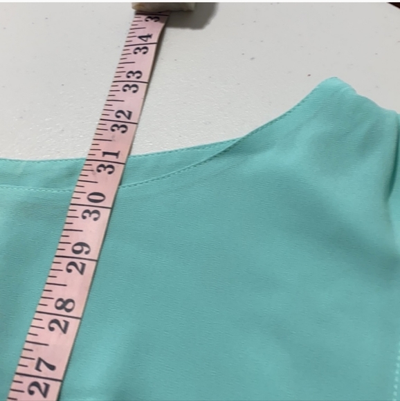 OASAP Flowy Ruffle Waterfall Dress Drawstring Waist Aqua Blue NWT Size M - Picture 7 of 11